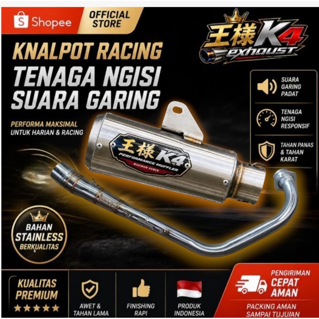 Kenalpot Original K4Racing MX,Mxking,Jupiter,fu,Sonic,Vixion Motorlainnya chat admin