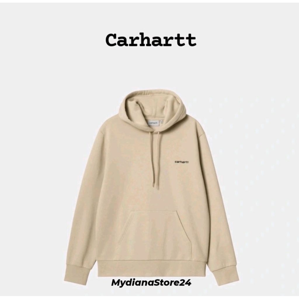 CARHARTT - CARHARTT WIP HOODED SCRIPT EMBROIDERY SWEATSHIRT - WALL / BLACK