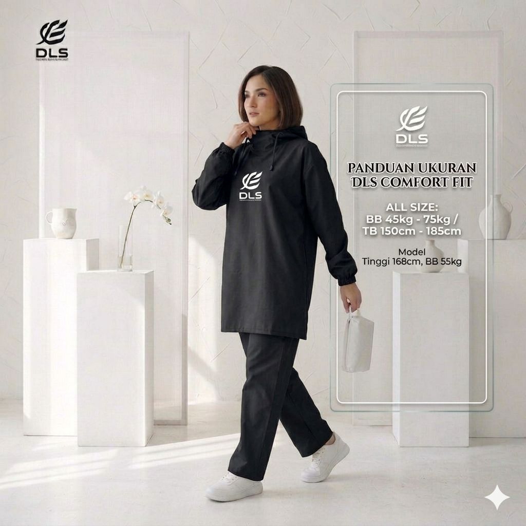 DLS Jas Hujan Hoodie unisex Bahan Pvc Tebal Lentur Dan elastis