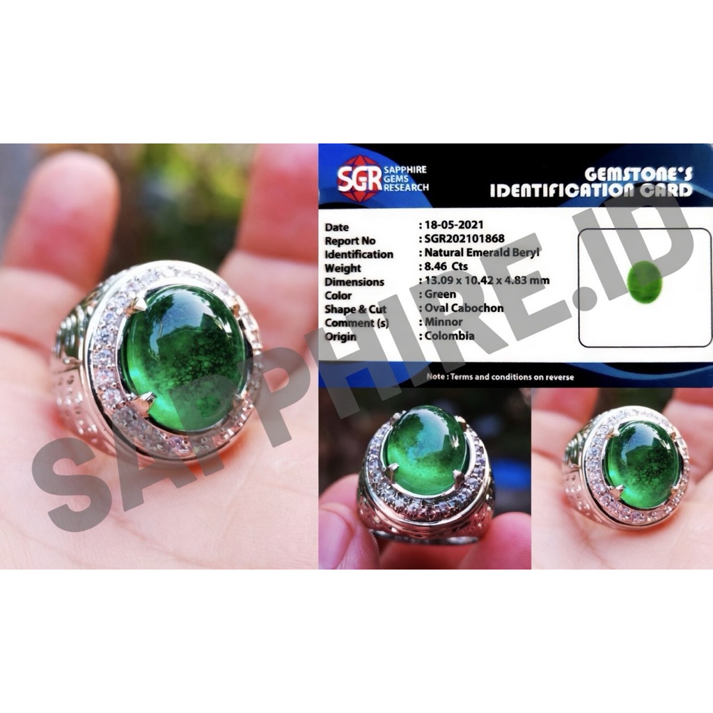 NATURAL BATU PERMATA ZAMRUD COLOMBIA CLEAN KRISTAL BIG SIZE NTD INCLUDE MEMO SGR GEMS LAB