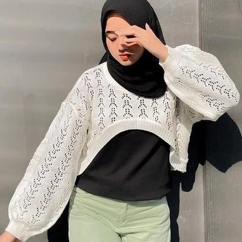 Outer Rajut Yura Crop Top Wanita Cardigan Korean Overzise Lengan Balon
