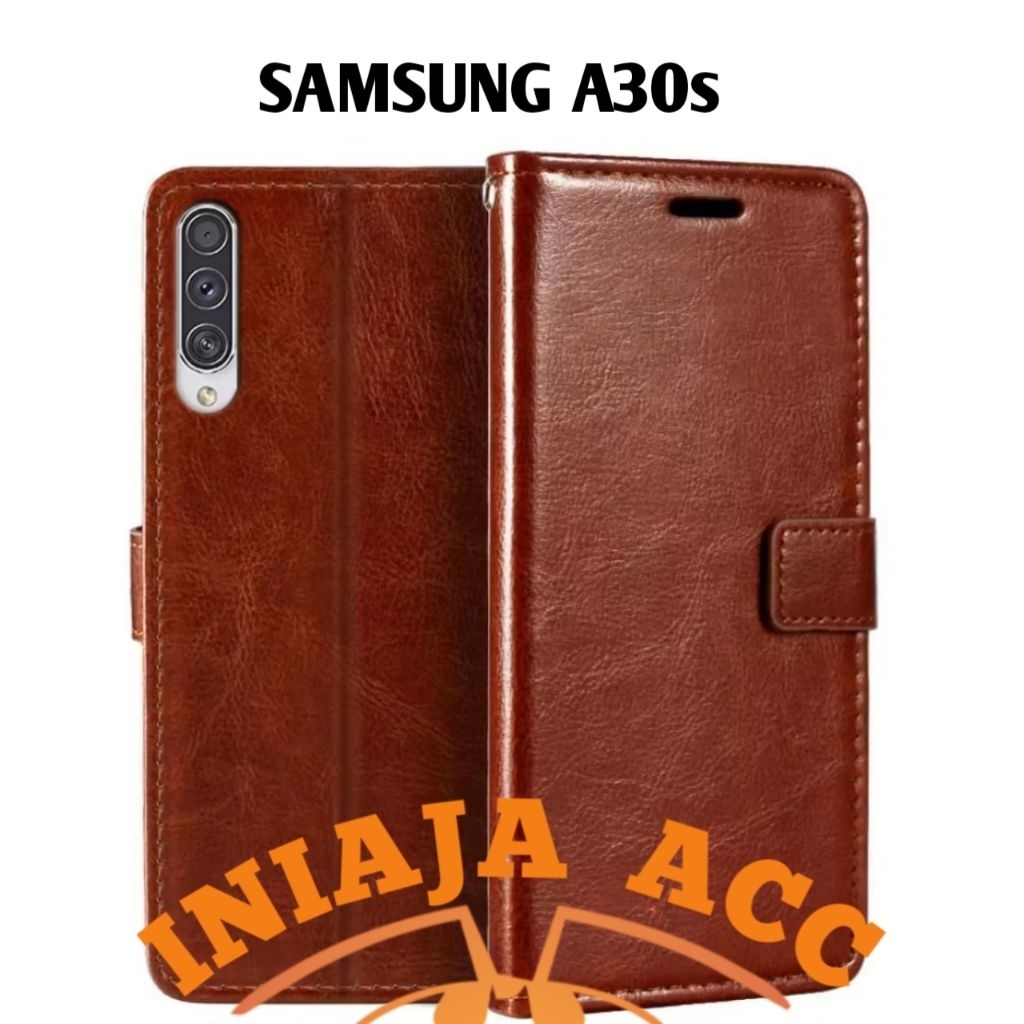 CASE SAMSUNG A30s LEATHER CASE SARUNG HP DOMPET KULIT FLIP COVER CASE BUKA TUTUP KESING DOMPET