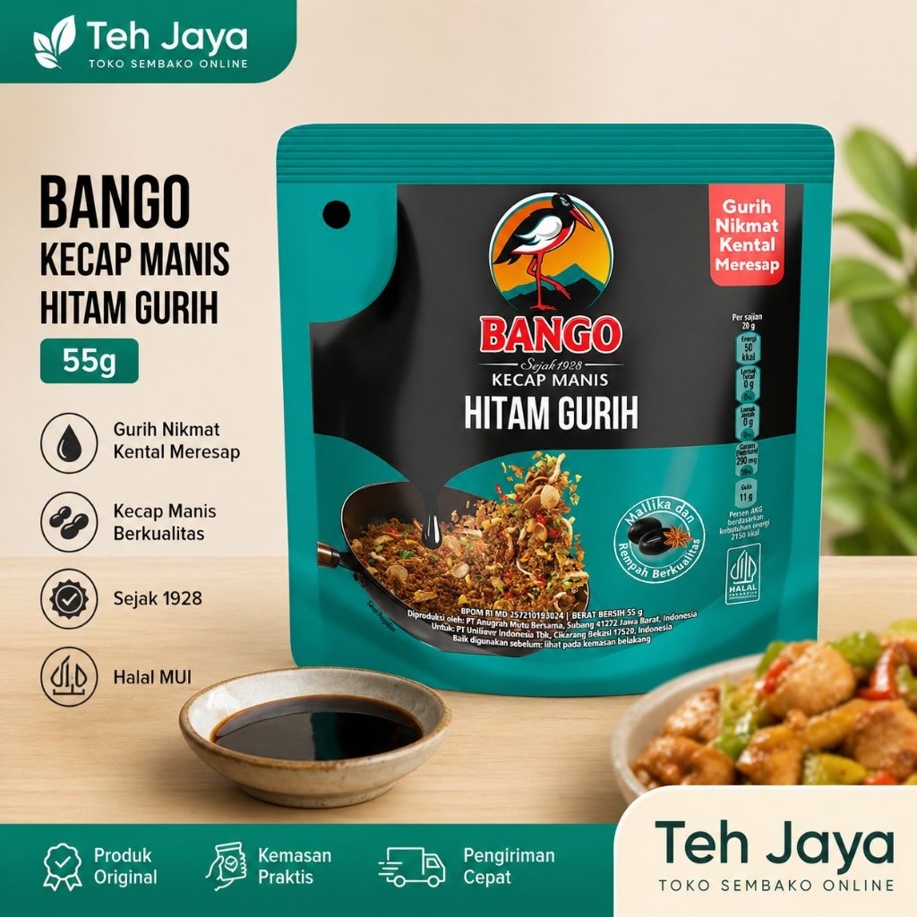 Kecap Manis Bango Hitam Gurih 55 gram - Kental, Gurih, Meresap