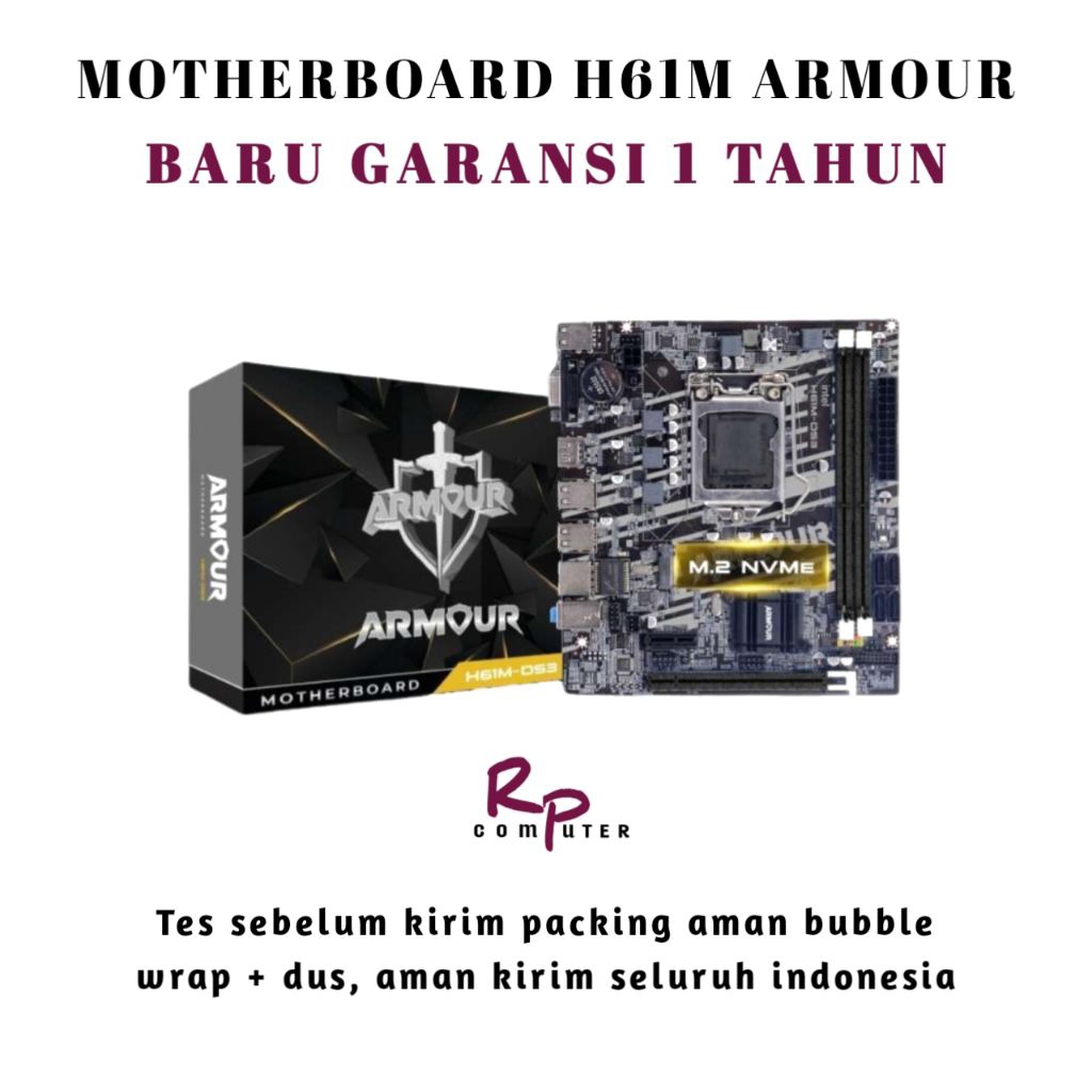 MOTHERBOARD H61M ARMOUR BARU GARANSI 1 TAHUN
