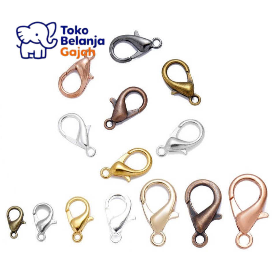 Kait Lobster Ukuran Besar & Kecil Aksesoris Perhiasan Buatan Sendiri 12/14/16mm