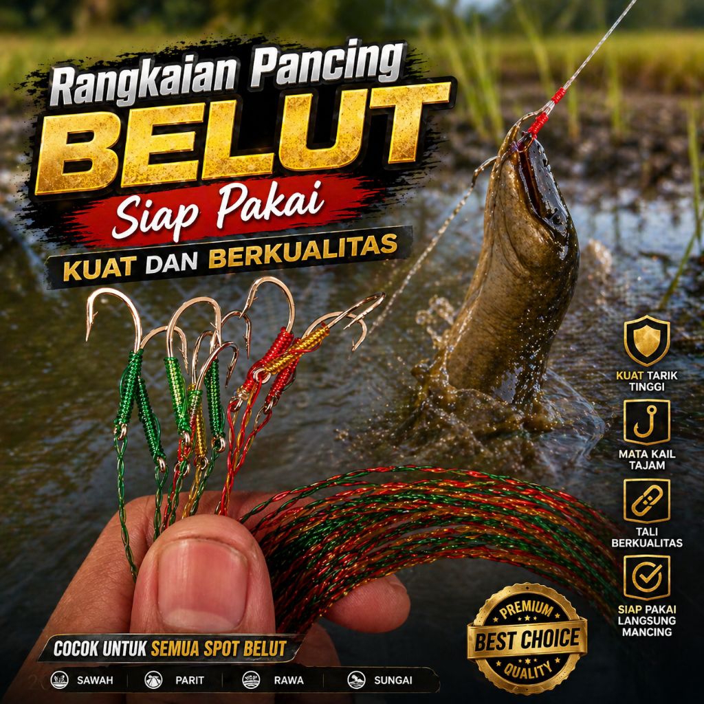 Rangkaian pancing belut kail belut siap pakai panjang -+130cm