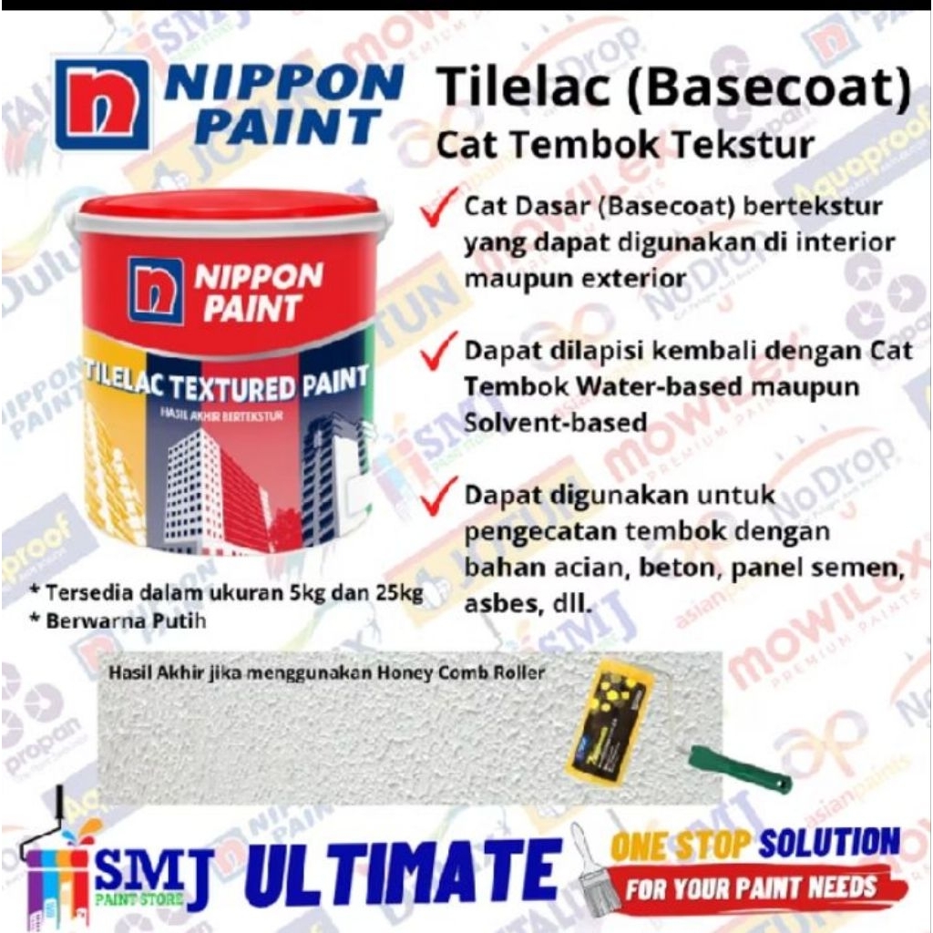 CAT TEKSTUR TEMBOK NIPPON PAINT TILELAC TEXTURED PAINT PUTIH 5KG