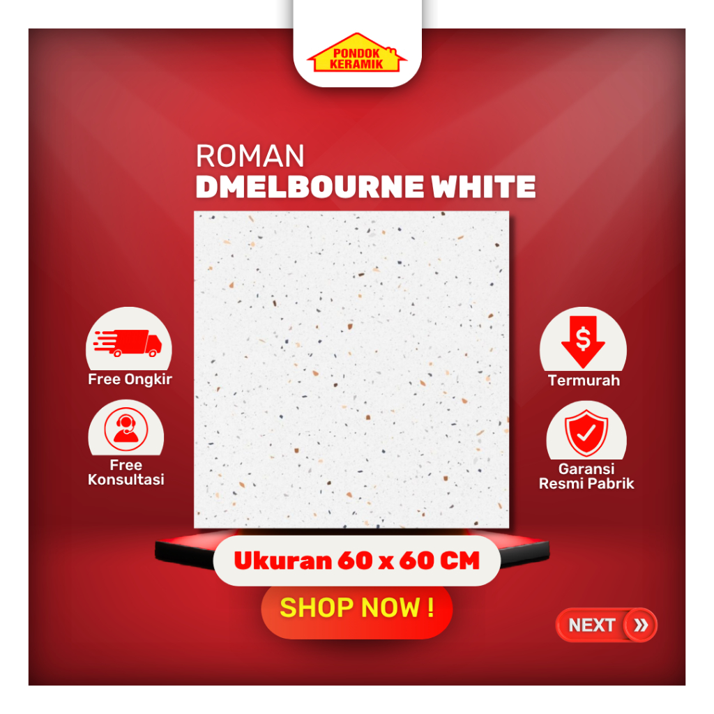 Granit Lantai Roman 60x60 dMelbourne Motif Terazzo Matt