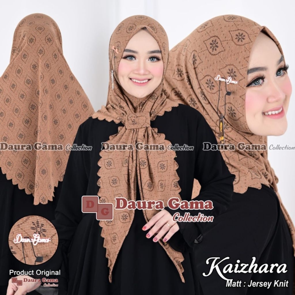 [DAURAGAMA] KAIZHARA•hijab instan segitiga motif•hijab instan motif•jilbab segitiga non pet•free ges