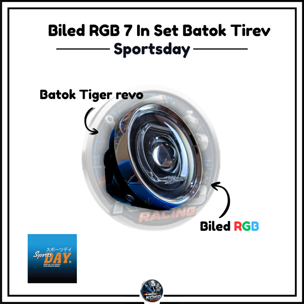 Lampu Biled Tiger Revo RGB Set Batok Barong 7inch Biled RGB Pnp Ninja Megapro Tiger Revo Vixion