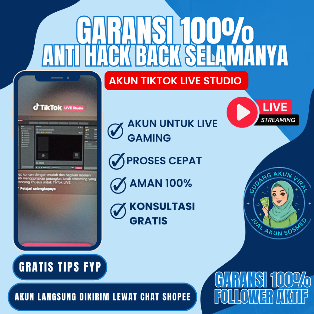 Akun Tiktok Follower FYP Live Studio - Live PC