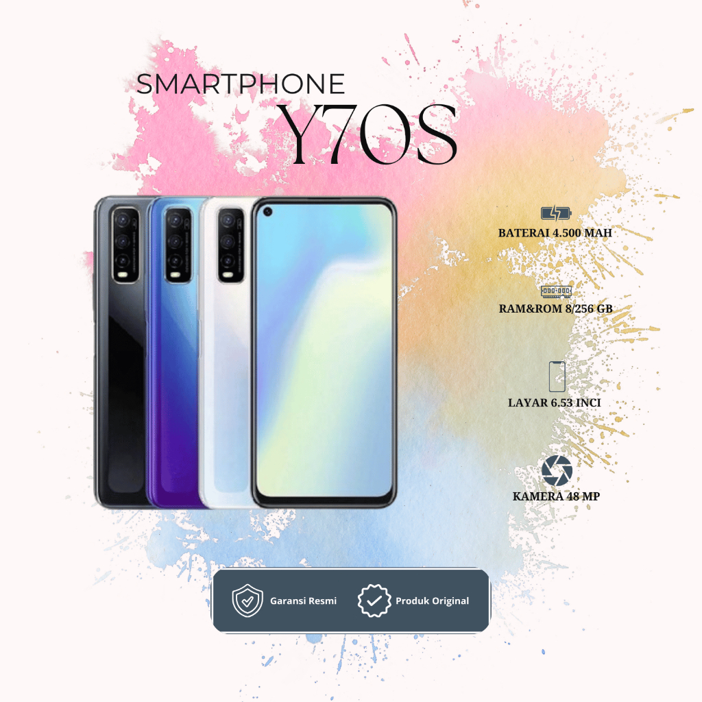 HP VIVO Y70S RAM 8/256GB KAMERA 48MP LAYAR 6.53 INCI ORIGINAL GARANSI 1 TAHUN