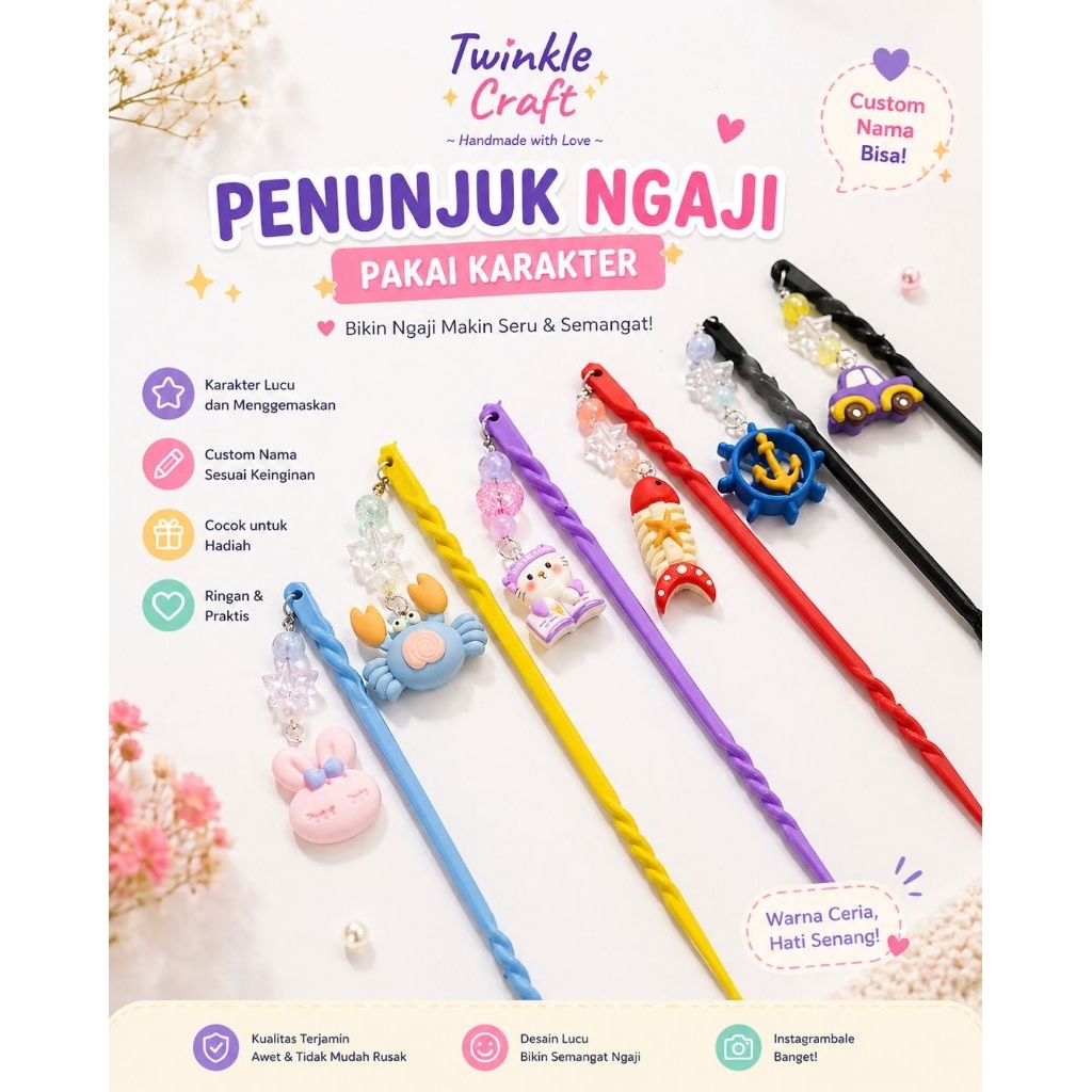 Tuding ngaji hias/Penunjuk hias ngaji Iqra Alquran Karakter