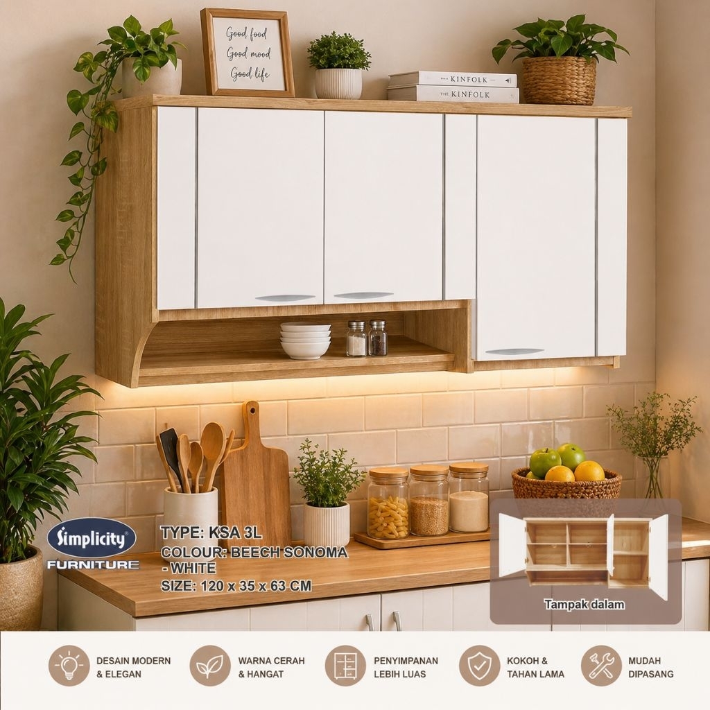 Dewaplastikk- Simplicity Kitchen Set Atas | Kitchen Set | Lemari Atas Kitchen Set | Rak Gantung Mini