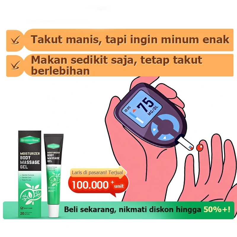 Penunjang Keseimbangan Gula Darah, Moisturizer Body Massage Gel, Perawatan Harian, Herbal Alami 30g
