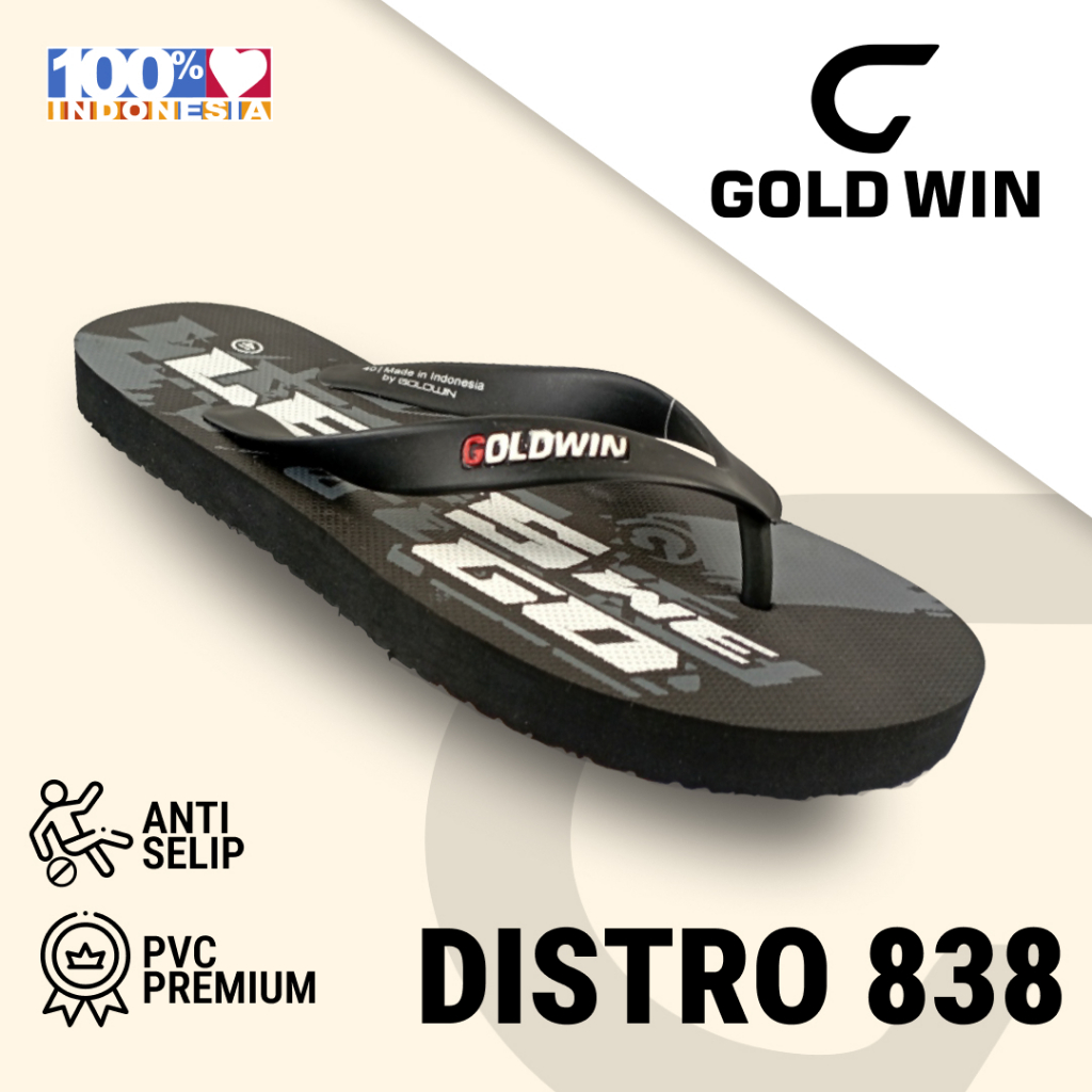 Sandal Jepit GOLDWIN DISTRO 838 Gre Anti Slip Premium Size 38–42
