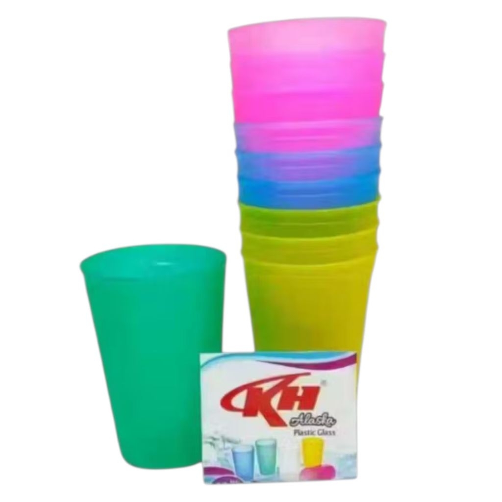 1 Lusin Gelas Plastik KH Bening Tahan Panas