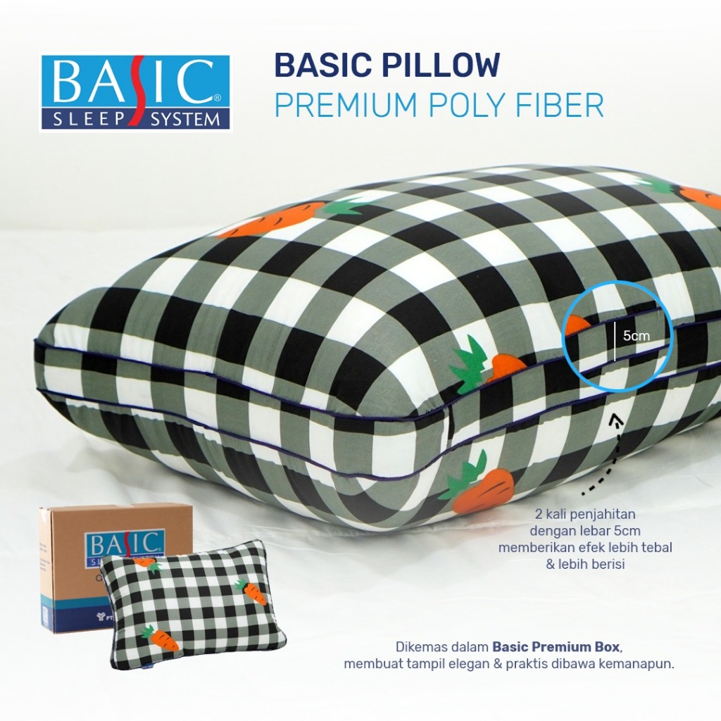 BASIC Springbed Carrot Pillow Premium Poly Fiber / Bantal Hotel / Bantal Jumbo Lembut Empuk