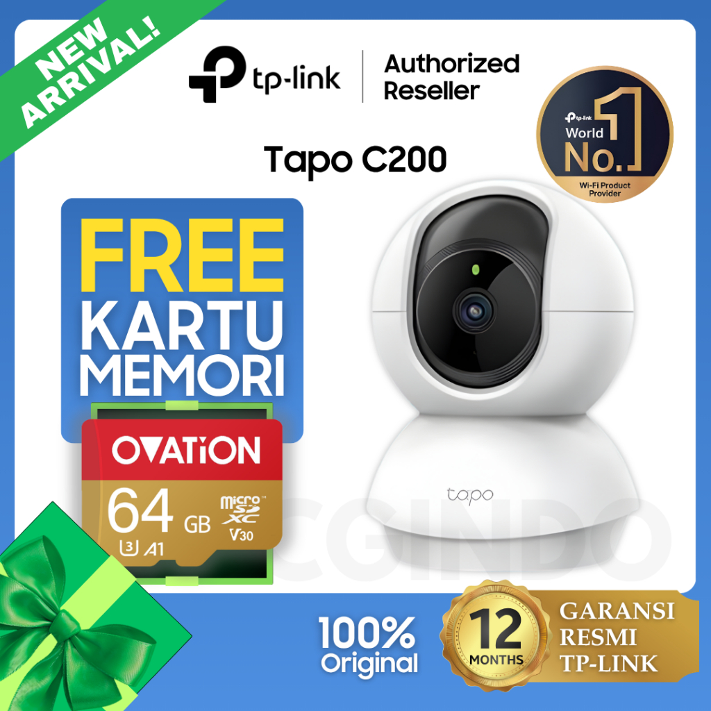 TP-Link CCTV Tapo C200 2MP 3MP 4MP 5MP 1080P FHD 2K 3K Kamera CCTV Wifi Rumah PTZ IP WiFi Full HD CC