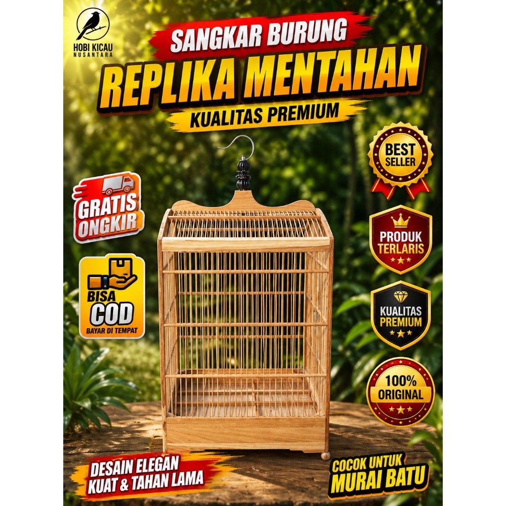 Kandang Sangkar Kotak Mentah Replika Kayu Jati no 4 cocok buat burcil ciblek cipow sikatan