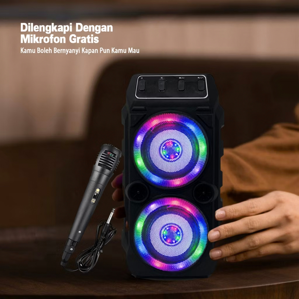 Speaker Bluetooth Microphone Karaoke Speaker Bluetooth SQRS-2009 MAX Led Rgb Plus Mic Karaoke