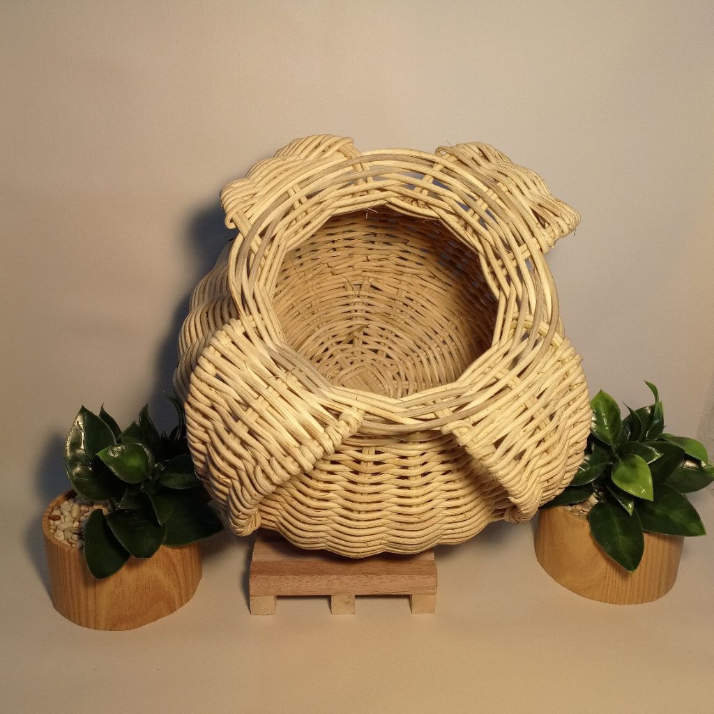 Vas Rotan - Vas Bunga Anyaman - Dekorasi Meja Rumah Aesthetic - Pot Hias - Handmade Rotan