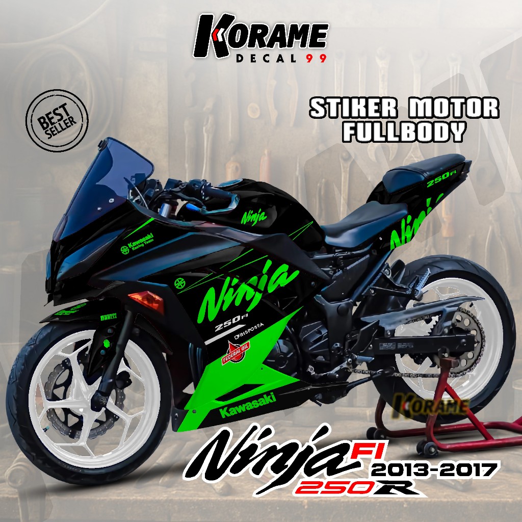 Decal Ninja 250 FI Full body - Stiker Ninja 250 FI Old Model Black NINJA Racing Series