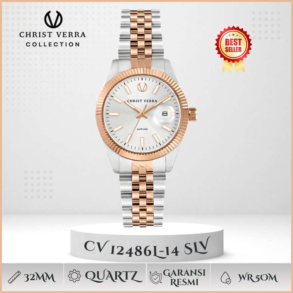 Jam Tangan Wanita Christ Verra CV 12486L-14 SLV Silver Rosegold Stainless Original