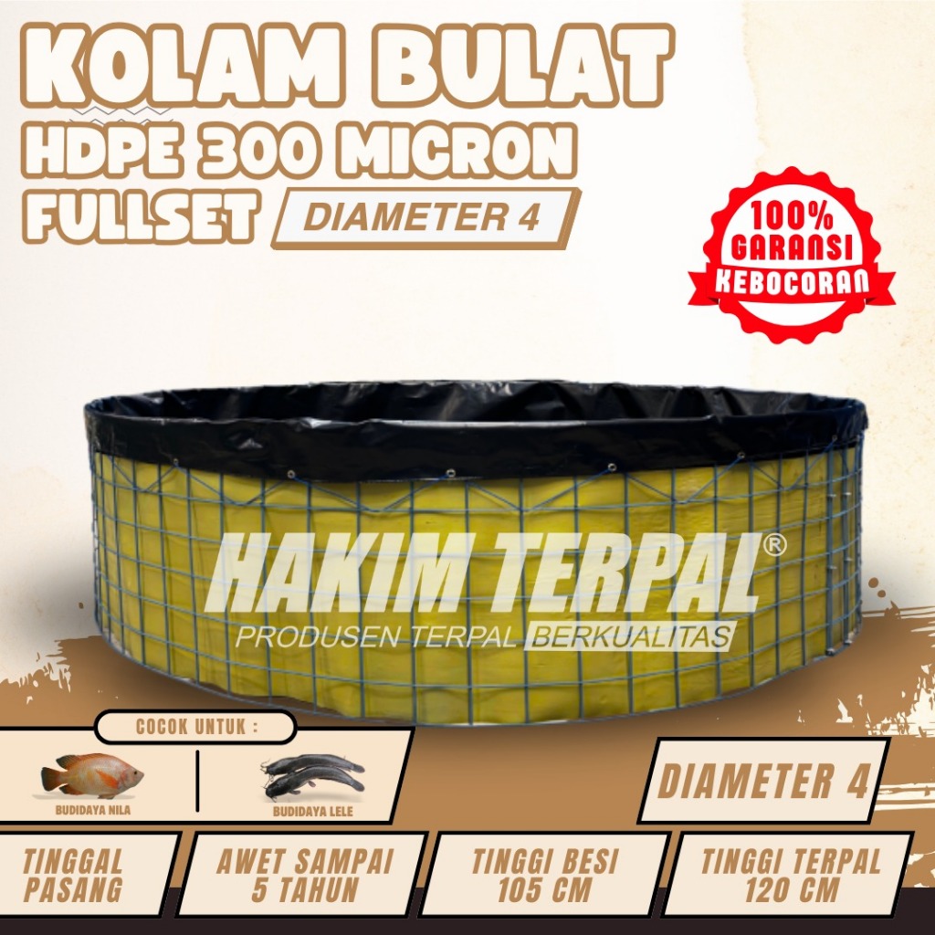 PROMO Kolam Bulat Fullset D4 HDPE Geomembrane 300 Micron