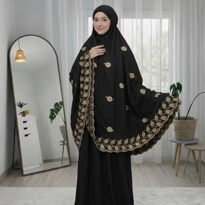 Mukena Dewasa Khodijah Mukenah Khadijah Bordir Motif Daun Jumbo
