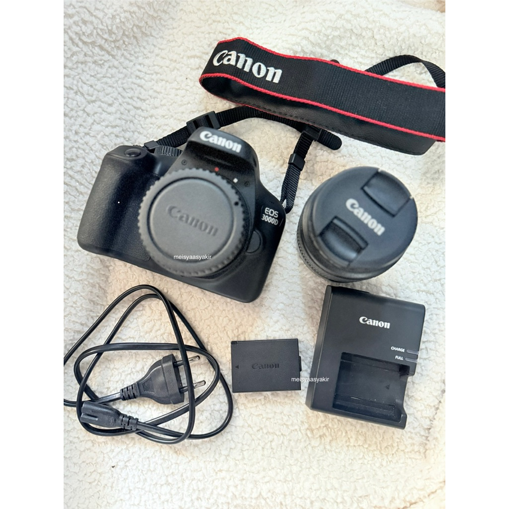 PRELOVED LIKE NEW CAMERA CANON EOS 3000D BLACK, TAS CAMERA BLACK, MEMORY CARD CAMERA, CHARGER CAMERA