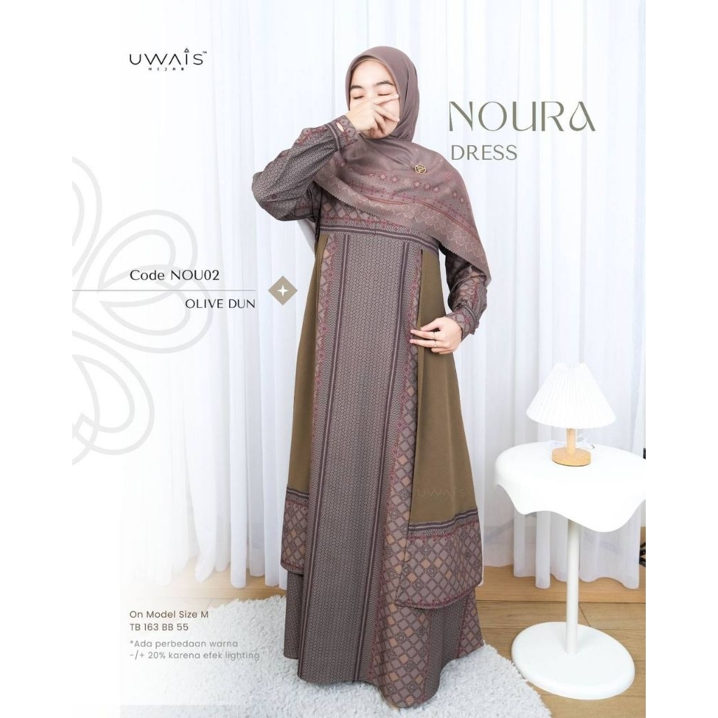 Gamis Noura Dress Mom Sarimbit Keluarga 2025 Gamis Wanita Dewasa Perempuan Motif Wudhu & Busui Frien