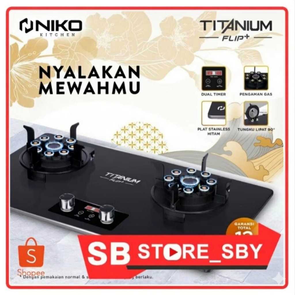 Kompor Tanam NIKO KOMPOR GAS TANAM 2 TUNGKU & LIPAT TITANIUM FLIP PLUS