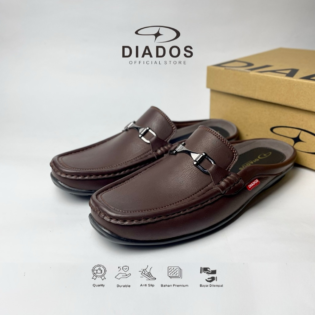 DIADOS - Austin 001 Coklat | Sepatu pantofel kantor formal pantopel kulit pria casual resmi sepatu s