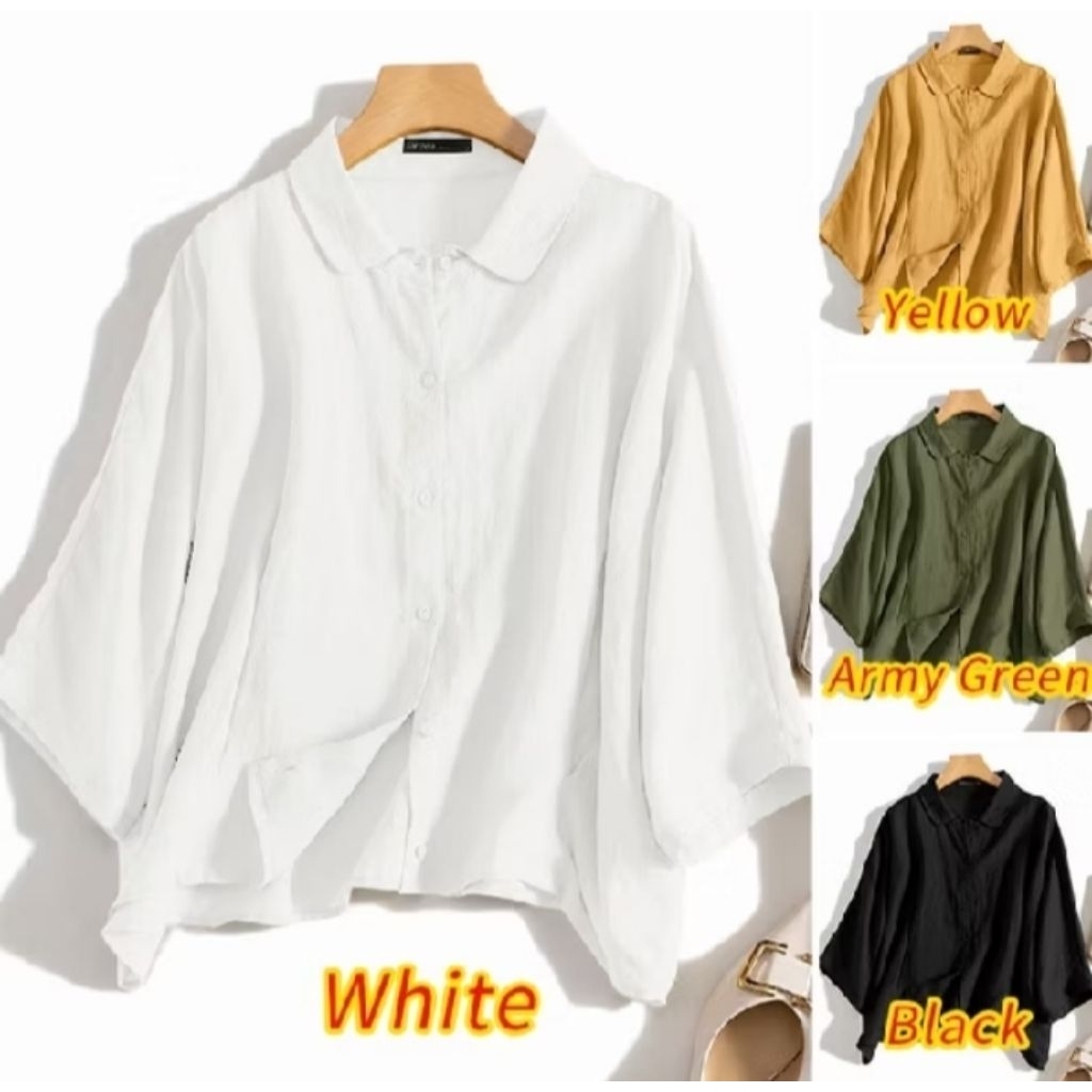ZANZEA Women Retno Casual Gaya Korea Blouse Wanita Oversize atasan Vintage