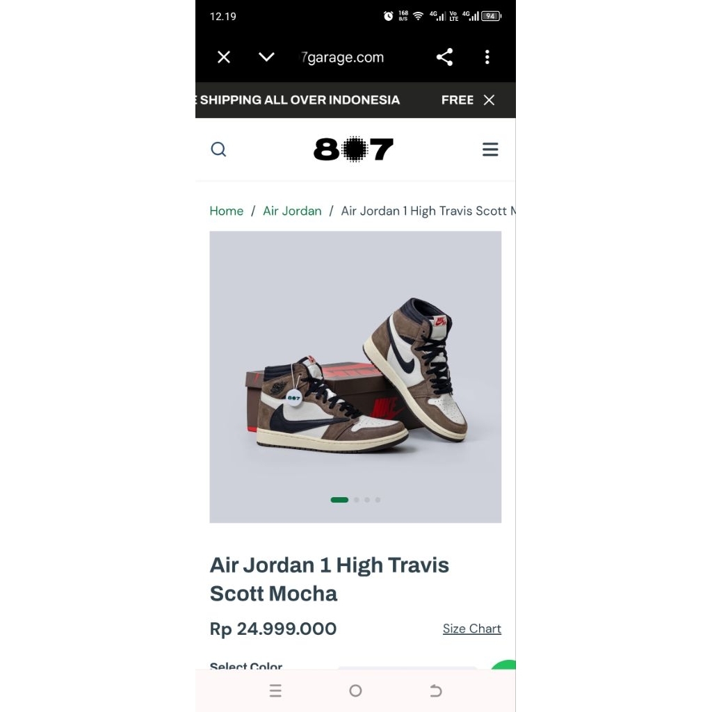 Nike Air Jordan 1 Retro High Travis Scott Mocha ORIGINAL