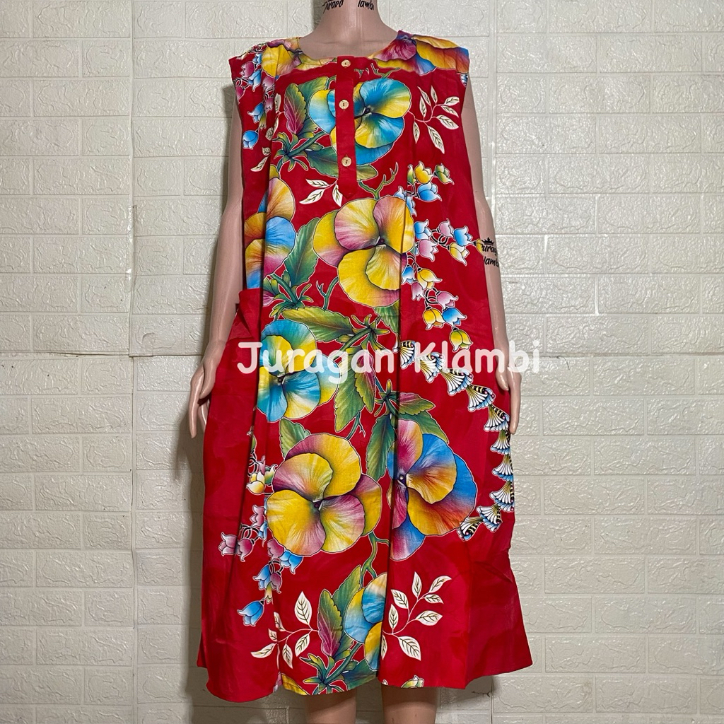 DASTER KENCANA UNGU TANPA LENGAN JUMBO LD 140 |DS 32 LABEL BIRU Busui Kancing Wanita Nyaman