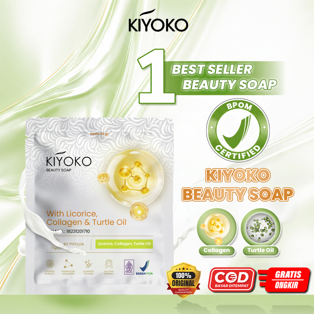 Kiyoko Beauty Soap sabun pencerah sabun kecantikan nomor 1 Glowing Tanpa Ribet