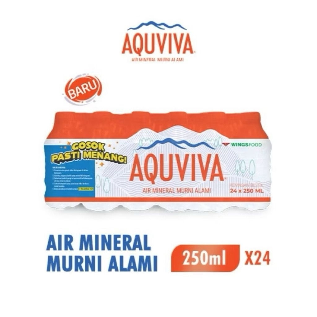 Aquviva 250ml 1 dus Air Mineral Murni Alami isi 24 botol