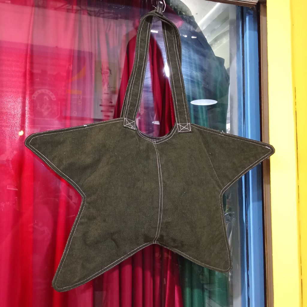 Tas Bintang Corduroy Hijau