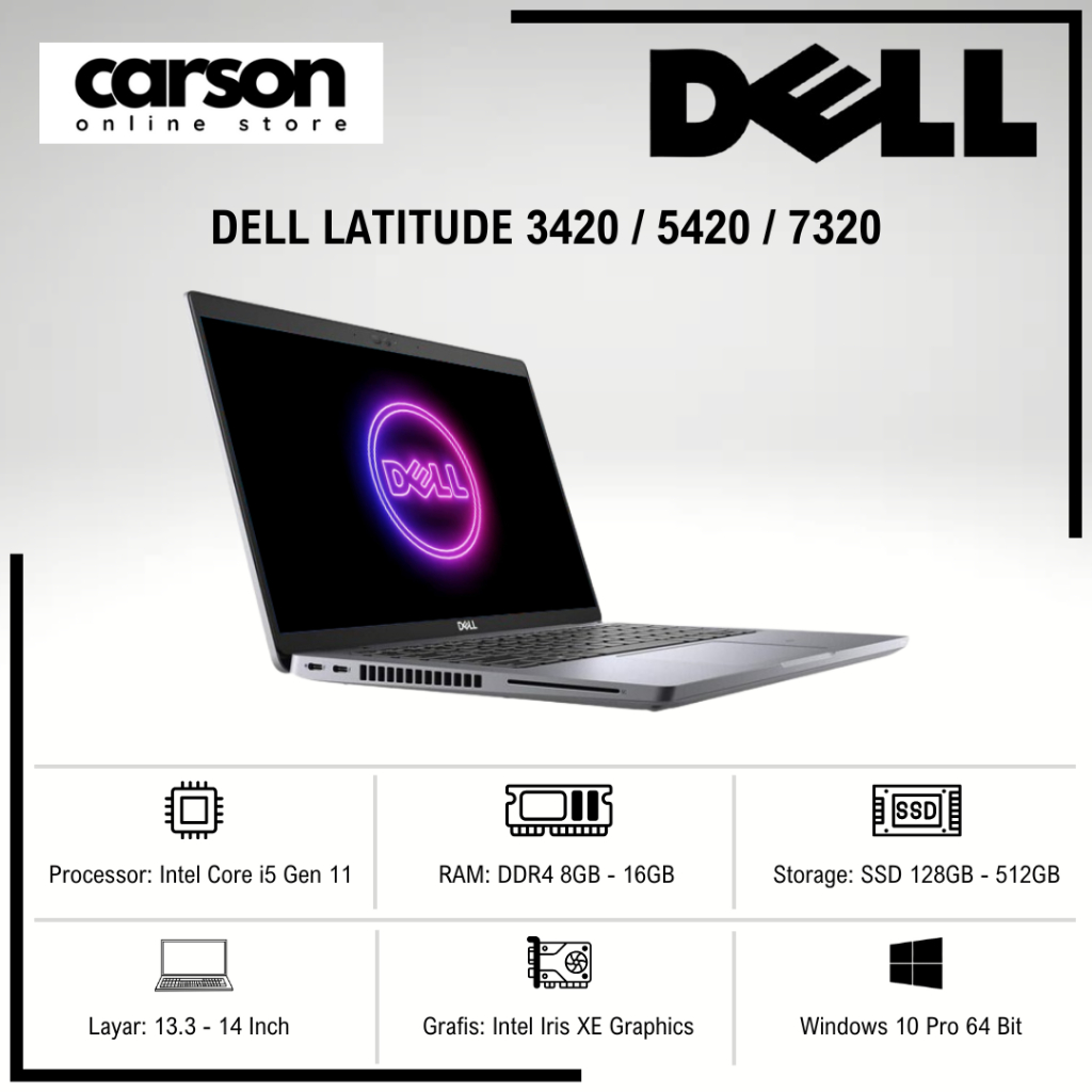Laptop Dell Latitude 5310/ 5410/ 5510/ 5320/ 5420/ 5520 Core i5 / i7 Original Murah Bergaransi