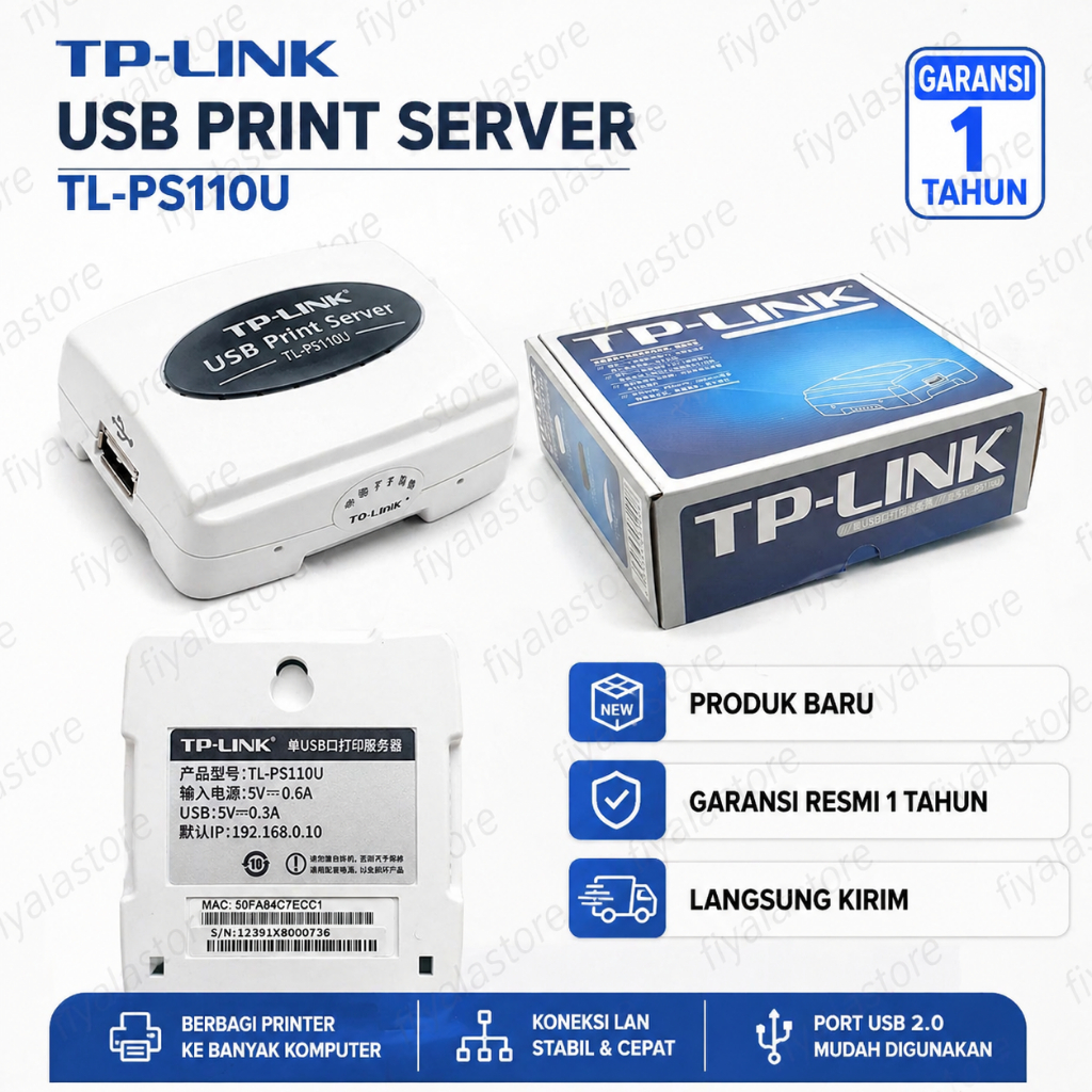 TP-LINK TL-PS110U ORIGINAL USB Print Server Sharing Printer LAN Garansi Resmi 1 Tahun
