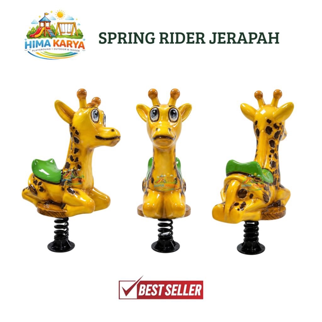 Mainan Perosotan Pegas Jerapah Anak / Spring Rider Jerapah Fiber Playground Outdoor Indoor