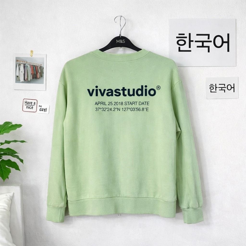 VIVASTUDIO Korean sweater / crewneck - ijo lime size L (viva studio)