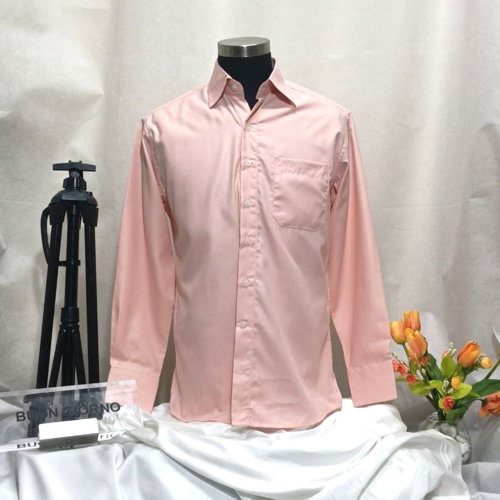 BUON GIORNO Kemeja SLIMFIT Panjang Katun Pink Saleem S - XXL