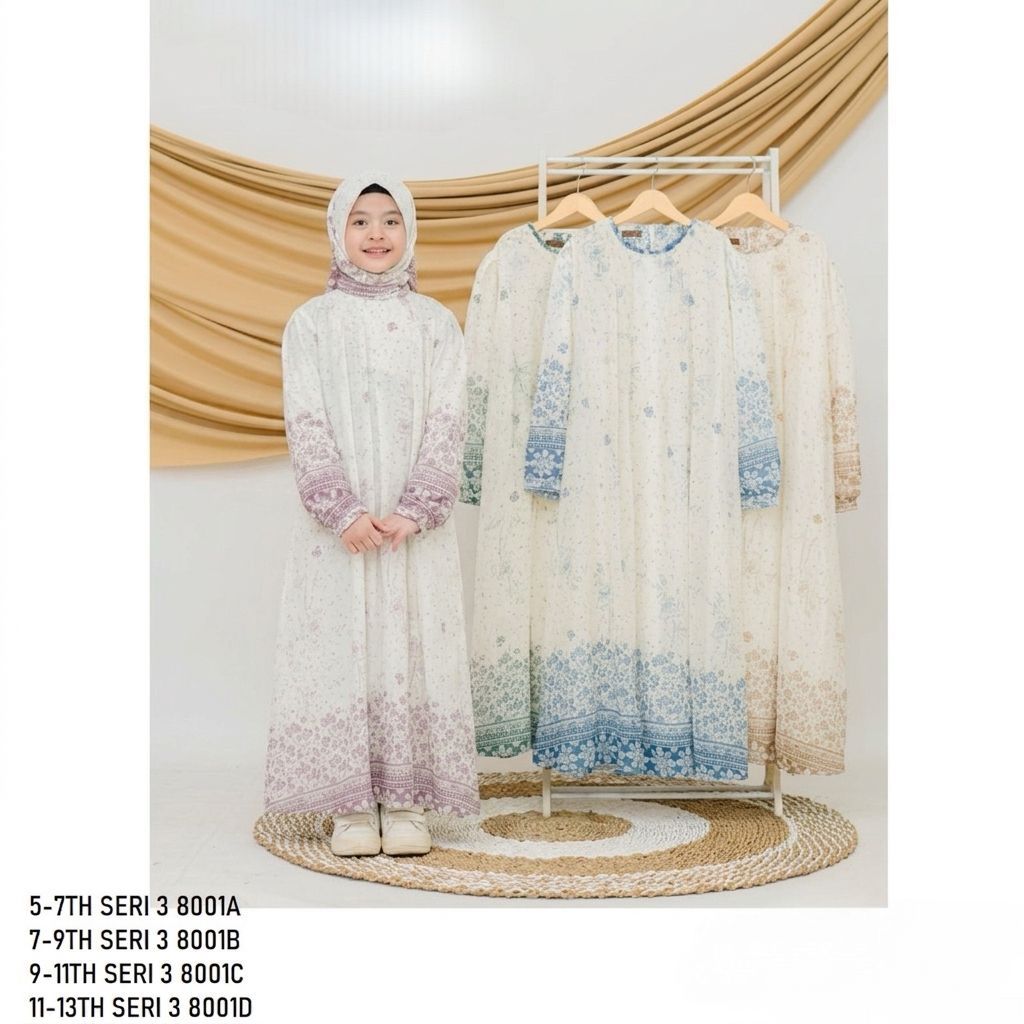 GROSIR ISI 3 POTONG Hallo Anak Kecil Gamis Anak Import Harga per 3 pcs