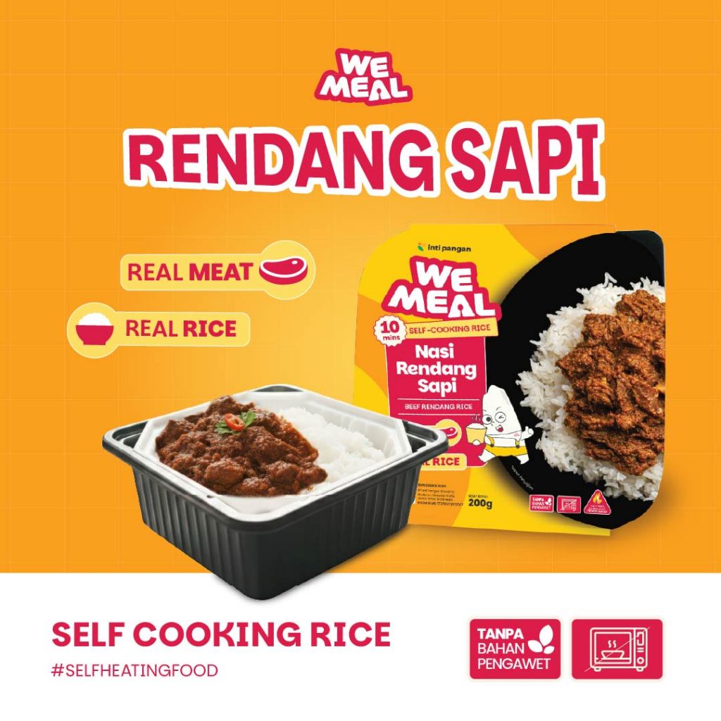 WEMEAL Self Heating Food 10 MENIT I Nasi Rendang Sapi | Self Heating Food | Makanan Siap Saji Tanpa 
