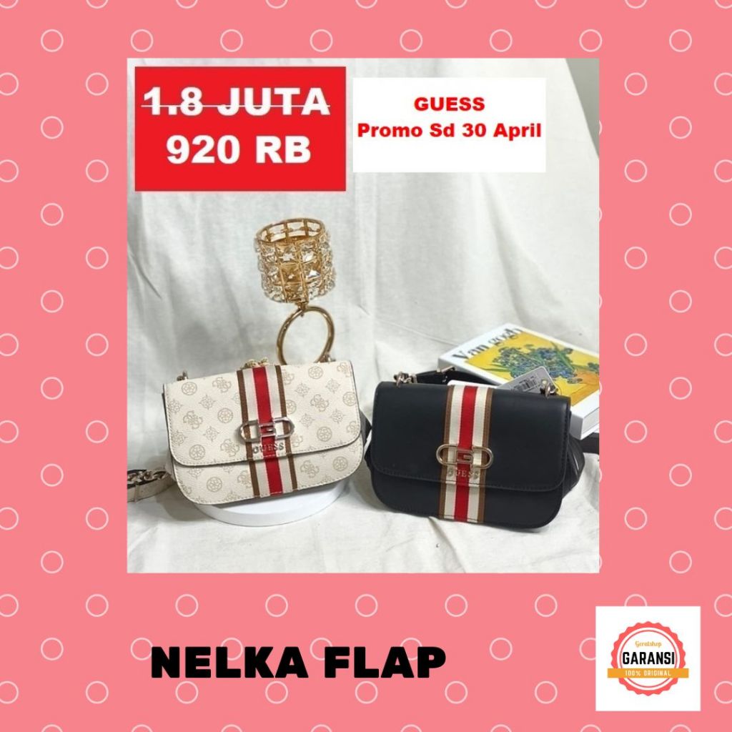 Tas slempang guess import sling bag Wanita seri NELKA FLAP 100% ORIGINAL store