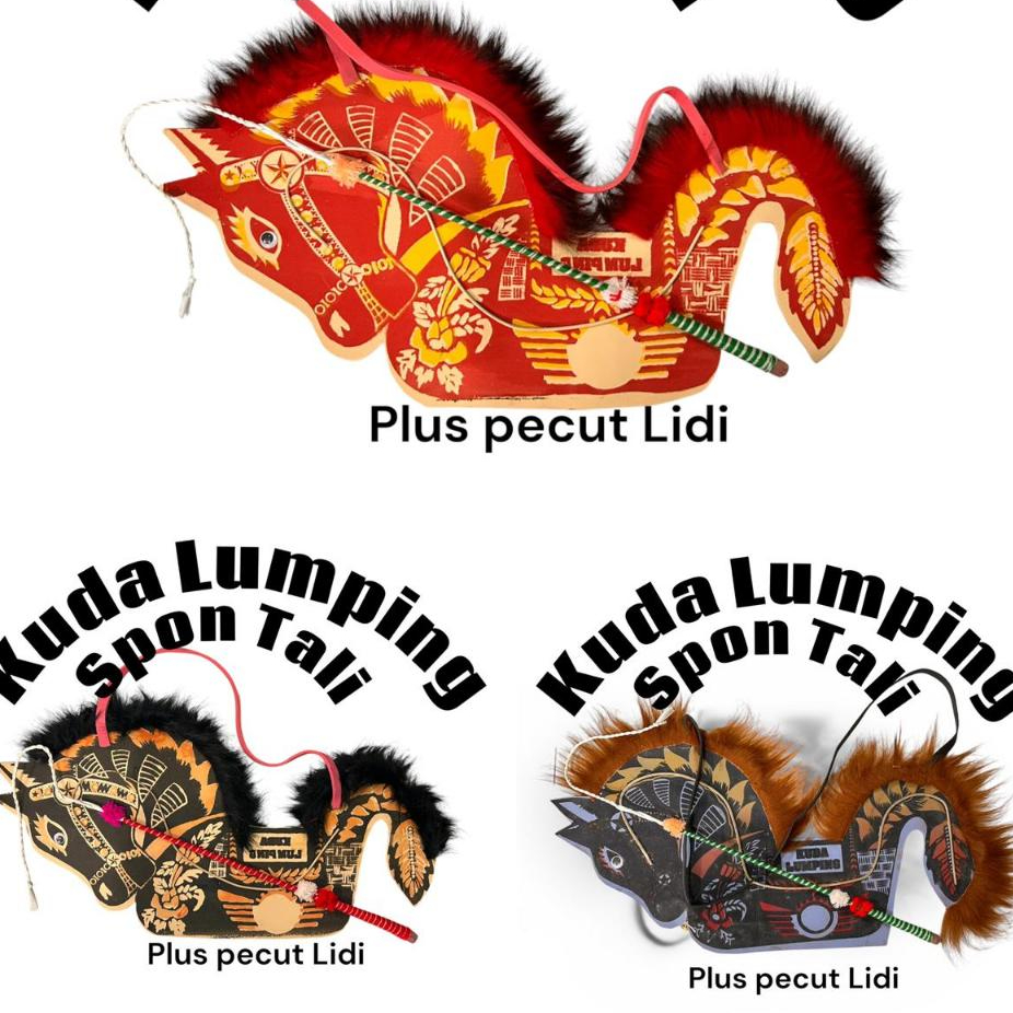 Mainan Tradisional Anak Kuda Lumping Spon Tali Plus Pecut Lidi
