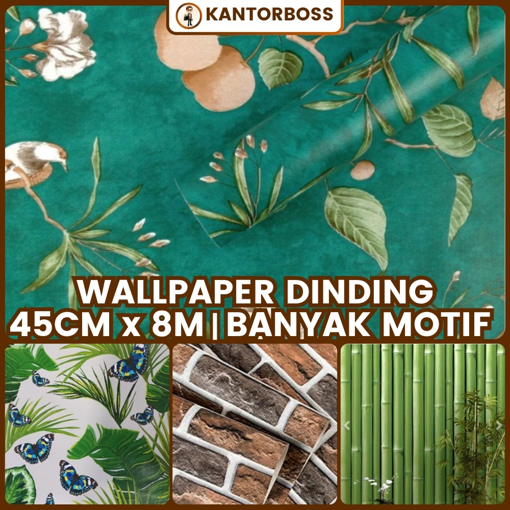 Wallpaper Dinding Ruang Tamu Motif Daun Hijau Walpaper Dinding Motif Alam Wallsticker Batu Bata